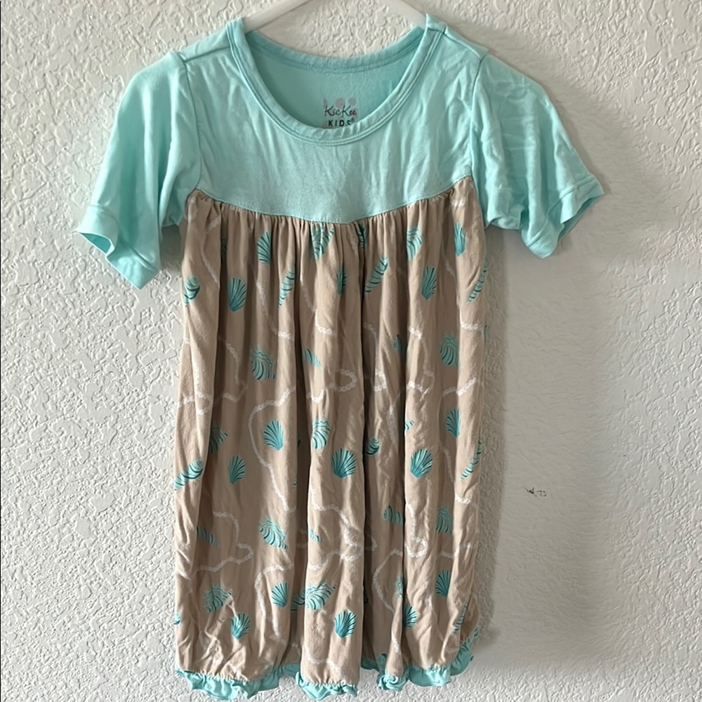 Kickee Pants Aqua and Tan Kids Casual Dress